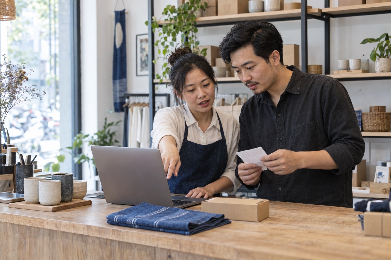 Minh họa doanh nghiệp bán lẻ làm việc với dữ liệu đơn hàng